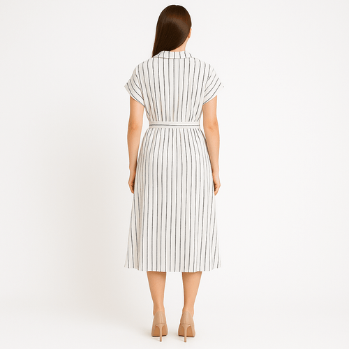 Vestido camisero rayado para mujer
