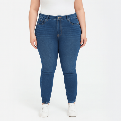 Skinny jeans curvy sólido para mujer