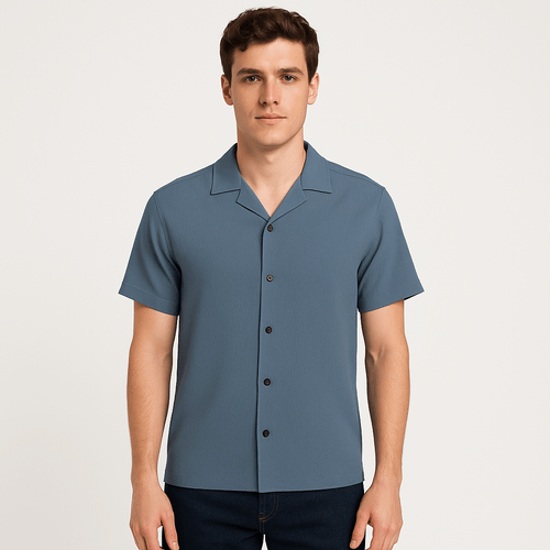 Camisa casual azul para hombre