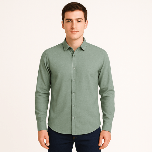 Camisa formal verde para hombre