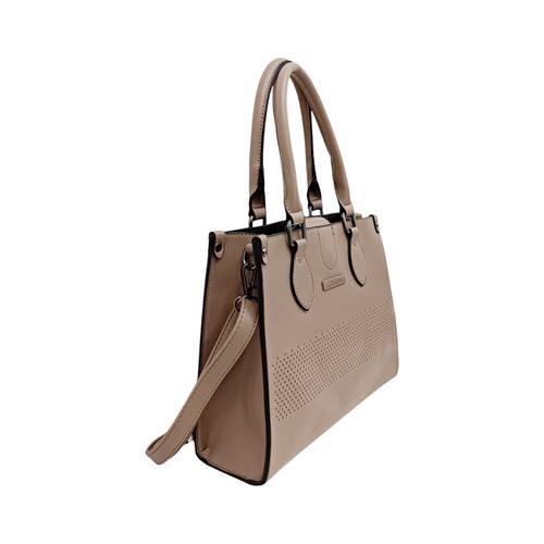 Cartera satchel beige sólida para mujer