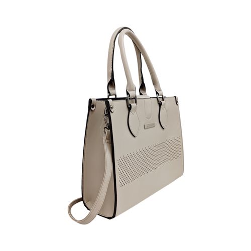 Cartera satchel beige sólida para mujer
