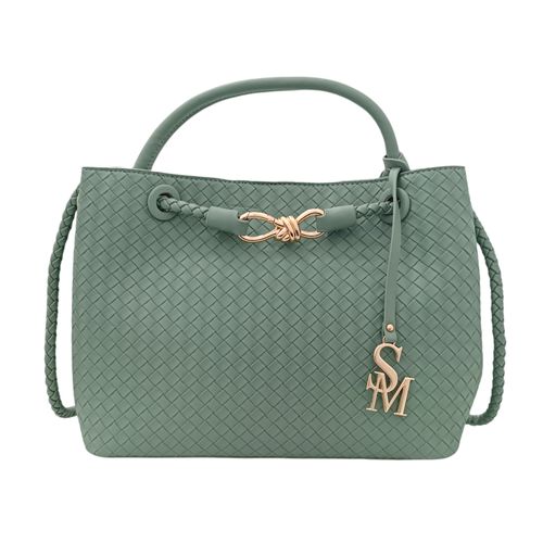 Cartera satchel verde con textura para mujer