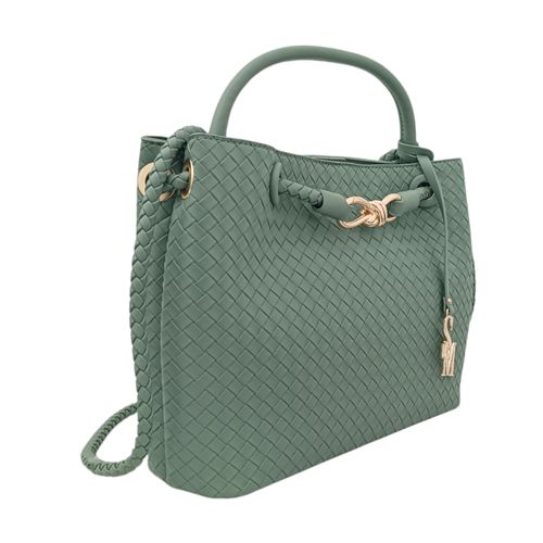 Cartera satchel verde con textura para mujer