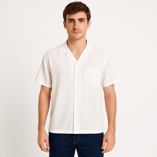 Camisa blanca sólida para hombre