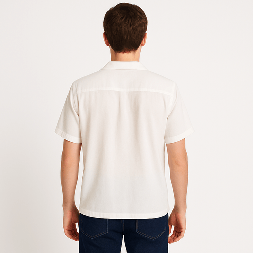 Camisa blanca sólida para hombre