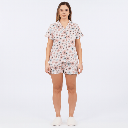 Pijama de short rosa para mujer