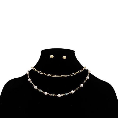 Set de collar y aretes multicolor para mujer