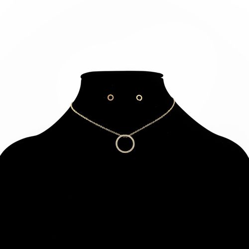 Set de collar y aretes dorados para mujer