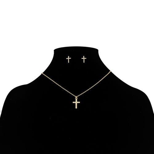 Set de collar y aretes dorados para mujer