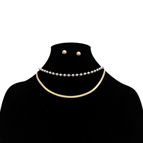 Set de collar y aretes bicolor para mujer