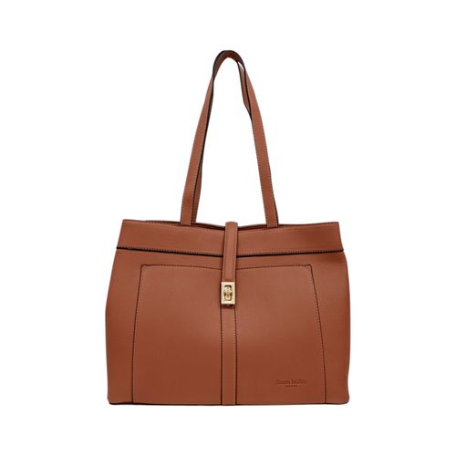Cartera satchel café sólido para mujer