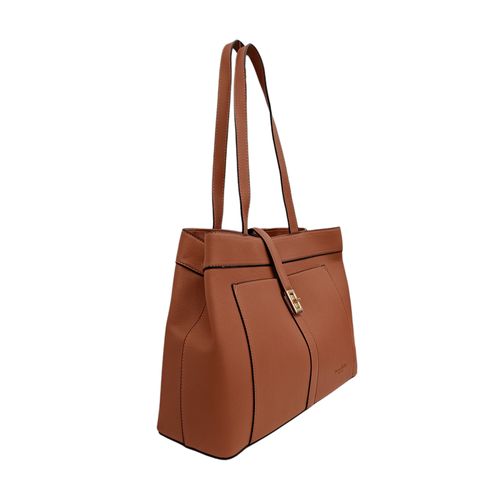 Cartera satchel café sólido para mujer