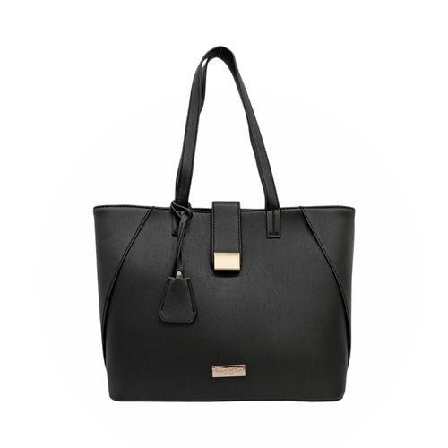 Cartera satchel negra sólida para mujer