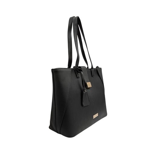 Cartera satchel negra sólida para mujer