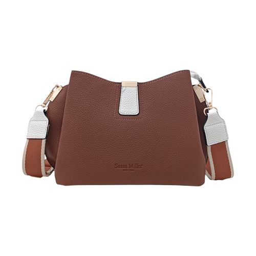 Cartera satchel café sólido para mujer