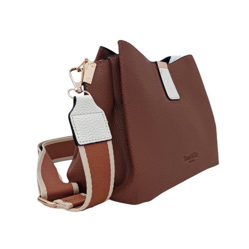 Cartera satchel café sólido para mujer