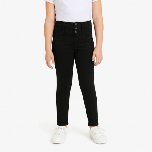 Skinny jeans sólido negro para niña