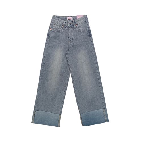 Wide leg jeans lavado gris para niña