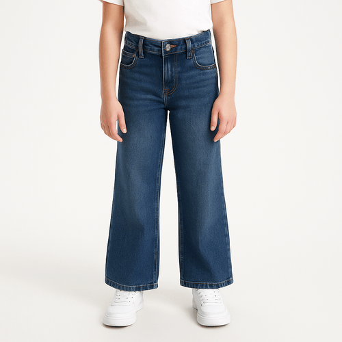 Wide leg jeans azul para niña
