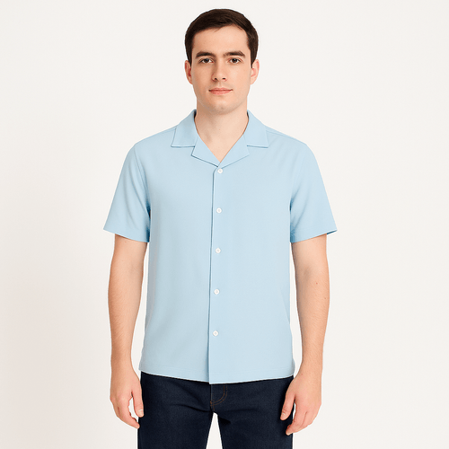 Camisa celeste sólido para hombre
