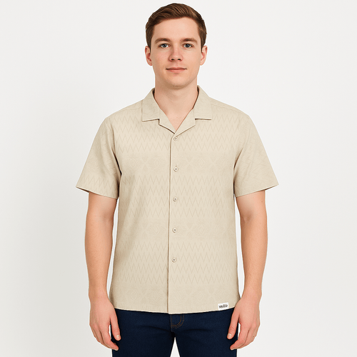 Camisa beige sólido para hombre
