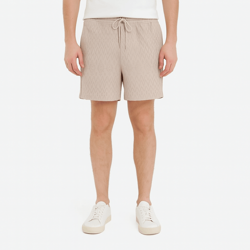Short beige sólido para hombre