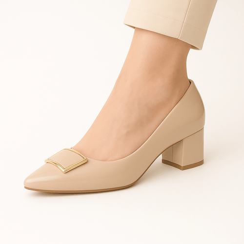 Tacones beige sólidos para mujer