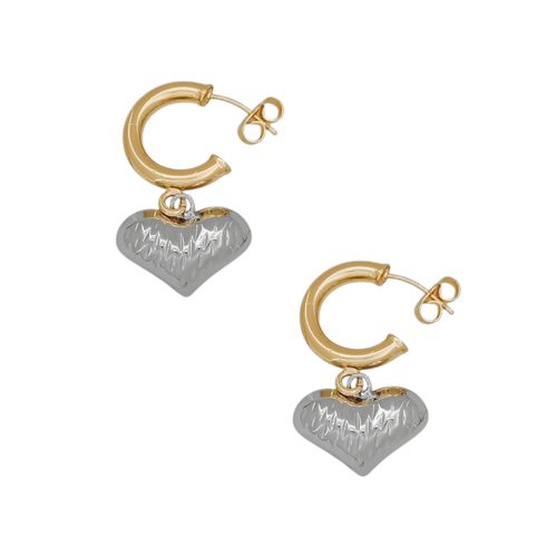 Argollas bicolor con textura para mujer