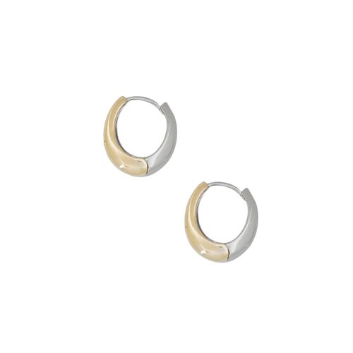 Argollas bicolor con textura para mujer