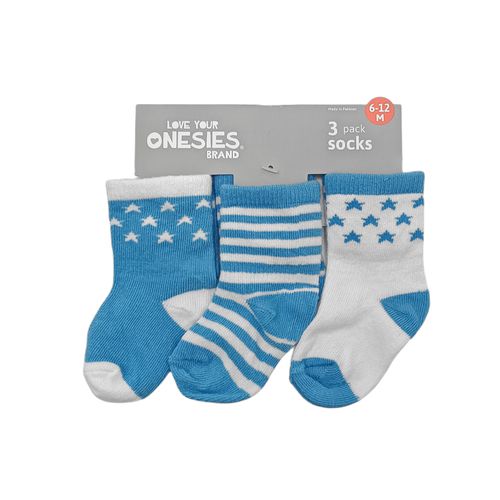 Pack de 3 calcetines celeste para bebé niño