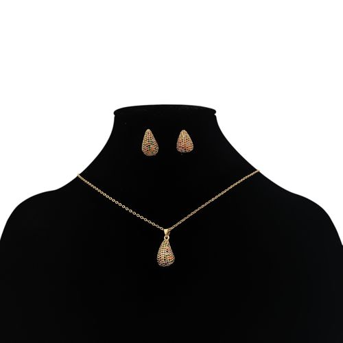Set de cadena y aritos multicolor para mujer