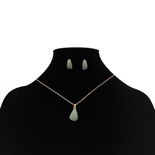 Set de cadena y aritos celestes para mujer