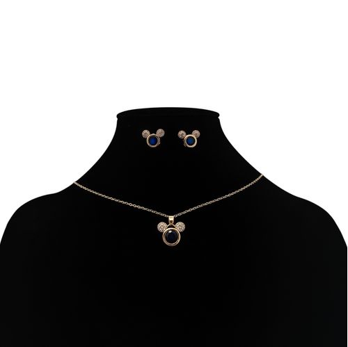 Set de cadena y aritos azules para mujer