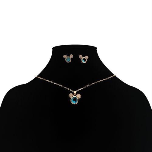 Set de cadena y aritos celestes para mujer