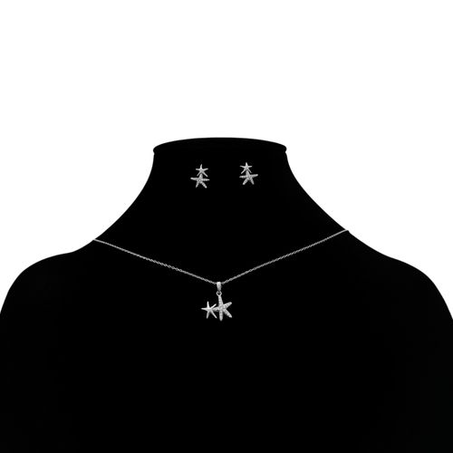 Set de cadena y aritos con textura para mujer