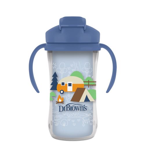 Vaso término con pajilla azul 9 oz