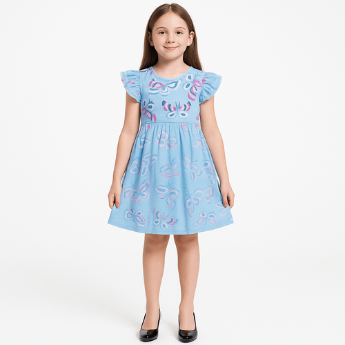Vestido celeste estampado