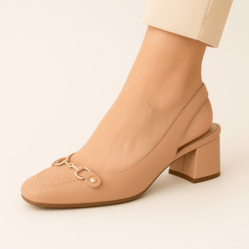 Tacones slingback nude para mujer
