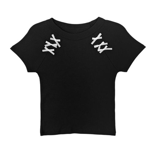 Camiseta negra con textura para niña