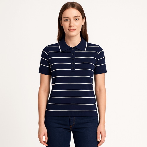 Blusa tipo polo rayada para mujer
