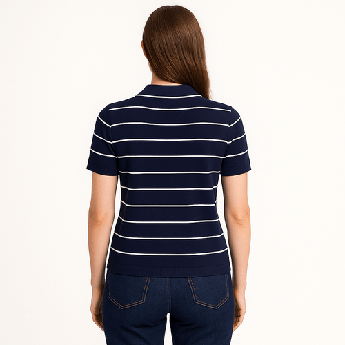 Blusa tipo polo rayada para mujer