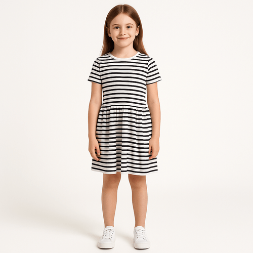 Vestido rayado casual para niña