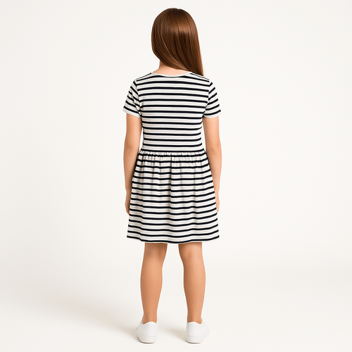 Vestido rayado casual para niña