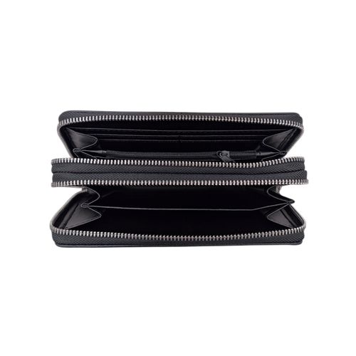 Billetera zip around negra para mujer