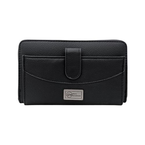 Billetera zip around negra para mujer
