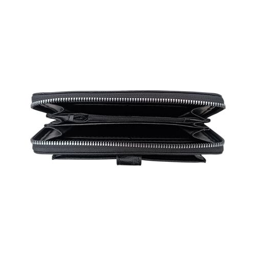 Billetera zip around negra para mujer