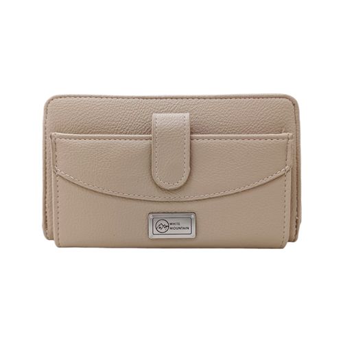 Billetera zip around beige para mujer