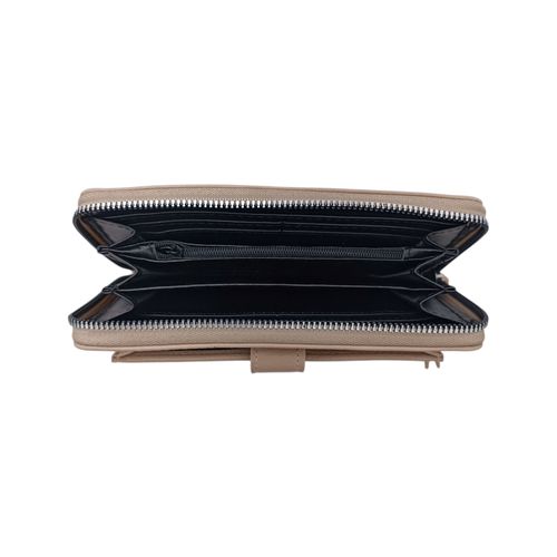 Billetera zip around beige para mujer