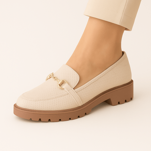 Mocasines loafer ivory para mujer